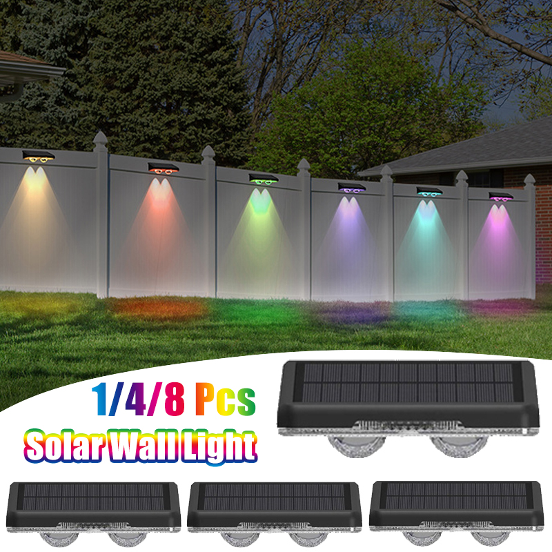 1/4/8Pcs Solar Wall Lamp RGB a - Waterproof Junction Box Solar avaliação e preço