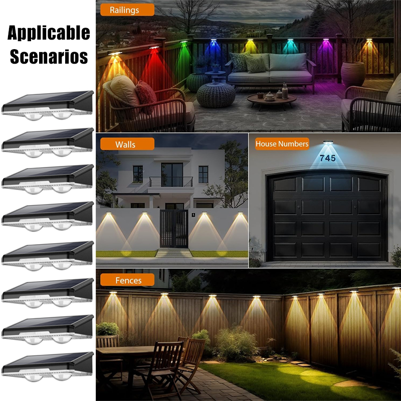 1/4/8Pcs Solar Wall Lamp RGB a - Waterproof Junction Box Solar avaliação e preço