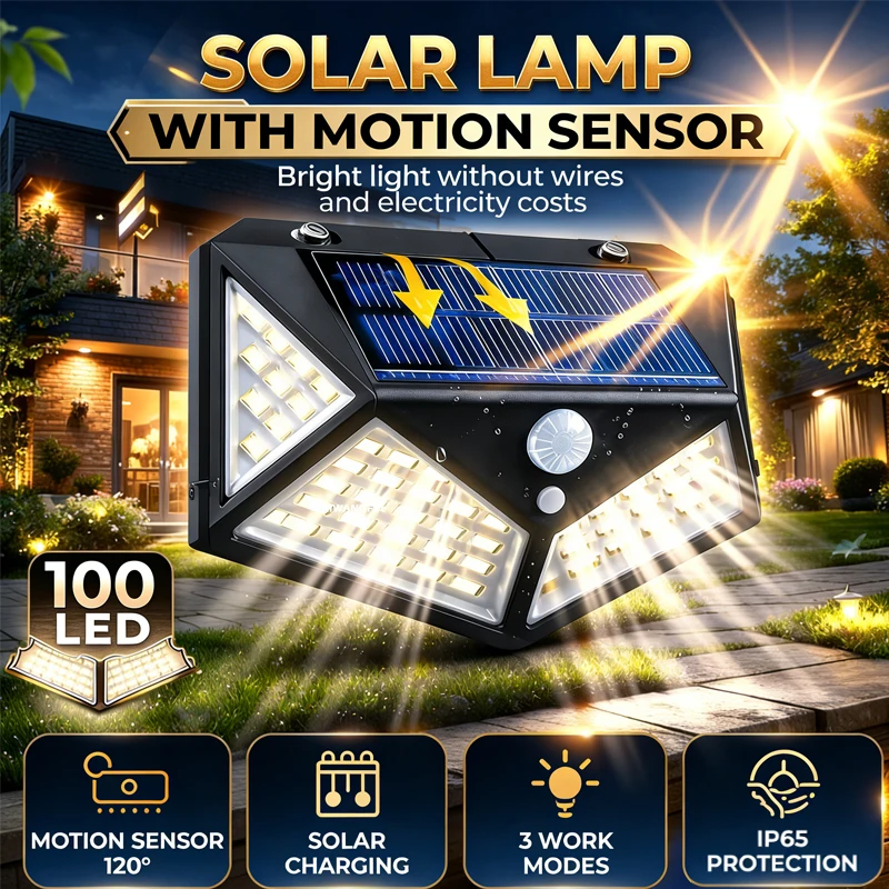 1-4PCS 100LED Solar Flood Wall - Waterproof Junction Box Solar avaliação e preço