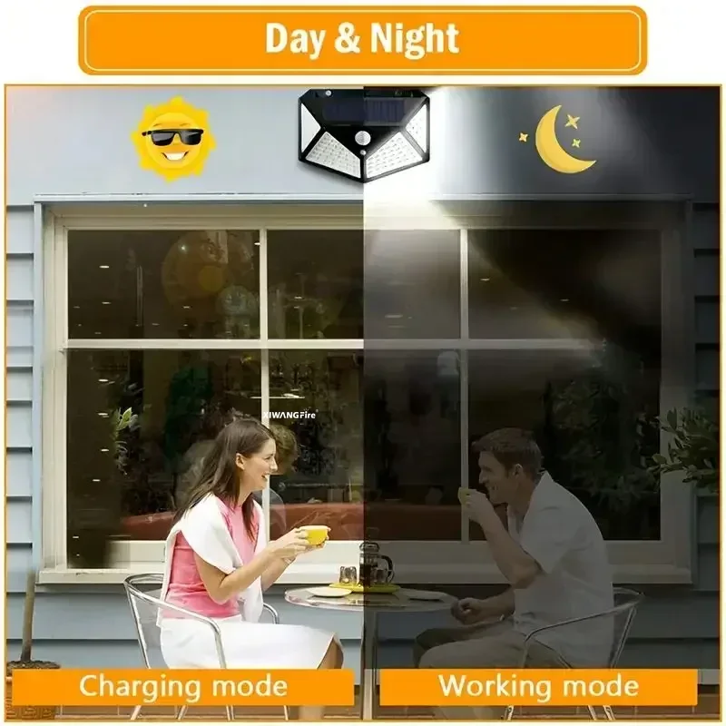 1-4PCS 100LED Solar Flood Wall - Waterproof Junction Box Solar avaliação e preço