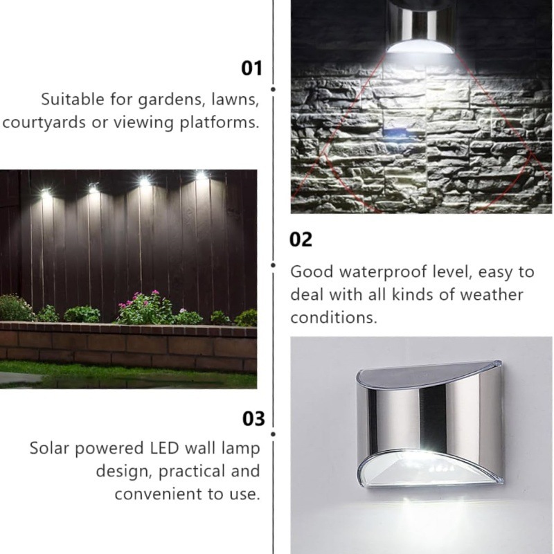 2Pcs Solar Garden Light Stainl - Waterproof Junction Box Solar avaliação e preço