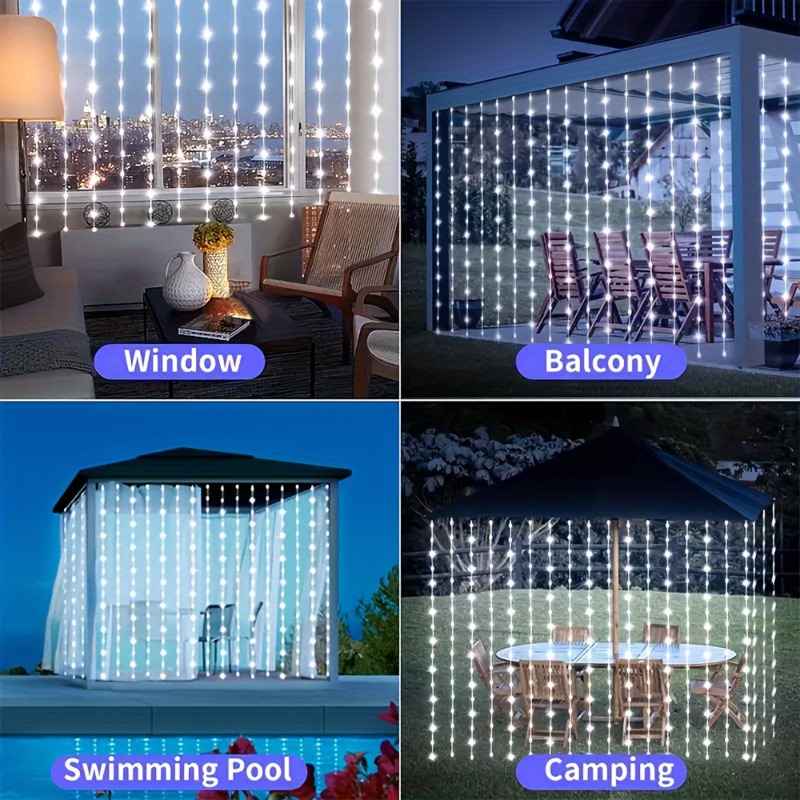 Solar Curtain Lights100/200/30 - Waterproof Junction Box Solar avaliação e preço